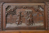 Antique Bed, French Breton, Figural & Foliate, Carved Oak, Spindled, E. 1900s!! - Old Europe Antique Home Furnishings