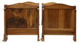 Antique Beds, Day, Alcove, Pair, (2) French Louis Phillipe Walnut, 1800's!! - Old Europe Antique Home Furnishings