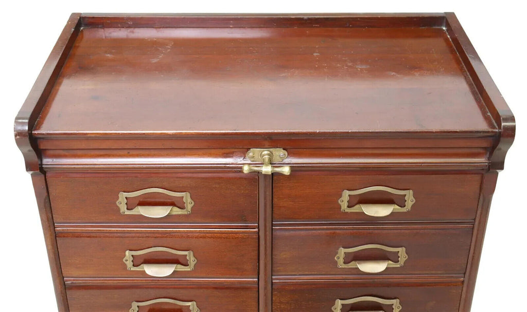 Antique Cabinet, Filing, English Mahogany Flat Filing System, Early ...