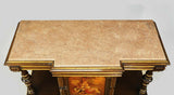 Antique Cabinet, French Marble Top Cabinet, Hand Painted Door, Early 1900's!! - Old Europe Antique Home Furnishings
