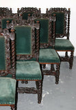 Antique Chairs, Ten French Renaissance Chairs,Upholstered in Dark Green Fabric! - Old Europe Antique Home Furnishings