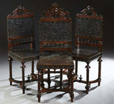 Antique Chairs, Dining, Side French Henri II Style Carved Walnut, Set of Four, 1880!!! - Old Europe Antique Home Furnishings