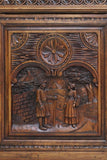 Antique Cupboard, French Breton Figural Carved Oak, Shelved, Foliates, 1800s! - Old Europe Antique Home Furnishings