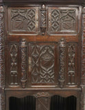 Antique Cupboard, Gothic Revival, Carved Oak, Credence, Foliates, 1800s!! - Old Europe Antique Home Furnishings