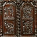 Antique Cupboard, Stepback Early Carved Figural Panels Cabinet, Gorgeous! - Old Europe Antique Home Furnishings