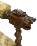 Antique Fauteuils, Chairs, French Louis XIII Style, Carved Oak, Upholstered, 1800s!! - Old Europe Antique Home Furnishings