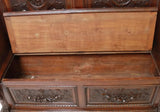 Antique Hall Bench, Italian Renaissance Revival, Carved Wood, Lion Masks, 1800s! - Old Europe Antique Home Furnishings