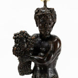 Antique Lamps, Carved Figural, Pair, Continental, Wood Sculpture, Shades, 1800's! - Old Europe Antique Home Furnishings