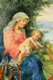 Antique Painting, OIl on Canvas, Hans Kaufmann, "Lady & Children", 1800's! - Old Europe Antique Home Furnishings