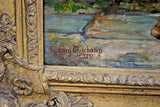 Antique Painting, Oil, Continental, 1800s, Francis Sydney Muschamp, Gold Frame! - Old Europe Antique Home Furnishings