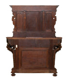 Antique Secretary, French Renaissance Revival Figural Carved, Walnut and Marble! - Old Europe Antique Home Furnishings