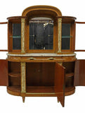 Antique Server, Sideboard, Display, French Marble-Top Burlwood, Mirror, 1900's!! - Old Europe Antique Home Furnishings