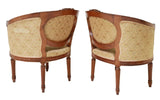 Antique Settee Set with 2 Bergeres, French Louis XVI Style Upholstered, 20th C.! - Old Europe Antique Home Furnishings