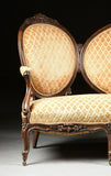 Antique Settee, Louis XV Style Rosewood Settee, Triple Crest, Scrolls, 1840-1870, 19th C. - Old Europe Antique Home Furnishings