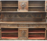 Antique Sideboard / Buffet Cabinet, Renaissance Revival Figural Carved, 1900's!! - Old Europe Antique Home Furnishings