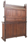 Antique Sideboard, French Gothic Revival, Heavily Carved Oak, 2 Cabs., 20th C.! - Old Europe Antique Home Furnishings