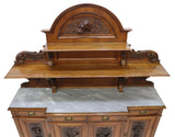 Antique Sideboard, Italian Carved, Walnut, Hunt, Arched Crest, Shelves, 1800's! - Old Europe Antique Home Furnishings