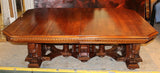 Antique Table, Dining, Massive French Renaissance Revival, Carved Walnut, 1800s! - Old Europe Antique Home Furnishings
