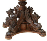 Antique Table, Renaissance Revival, Carved, Extension, Pedestal, Apron, 1800's! - Old Europe Antique Home Furnishings
