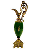 Antique Urns, French, Porcelain and Bronze, Green, Gold, Pair, Courting Scene! - Old Europe Antique Home Furnishings