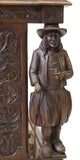 Antique Bed, French Breton, Figural & Foliate, Carved Oak, Spindled, E. 1900s!! - Old Europe Antique Home Furnishings