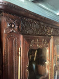 Antique Armoire or Bookcase, French Henri II Style Carved Oak,19th C., 1800's! - Old Europe Antique Home Furnishings