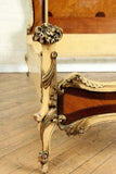 Antique Bed, Full Size, and Nightstand French Style Satinwood, Painted, 1930's, Gorgeous Set - Old Europe Antique Home Furnishings