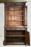 Antique Bookcase, French Cupboard, Carved Barley Twist Hunt,  1800's!! - Old Europe Antique Home Furnishings