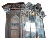Antique Bookcase, Ornate Highly Carved Wooden Bookcase W / Glass Doors, 1800's - Old Europe Antique Home Furnishings