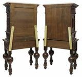 Antique Cabinets / Cupboards, Pair of Continental Carved Oak Court, Marble, 1800's!! - Old Europe Antique Home Furnishings