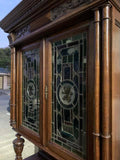 Antique Cabinets, Stained Glass Wedding, Dutch, Pair, (2) 19th C., 1800s! - Old Europe Antique Home Furnishings