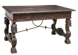 Antique Desk, Library, Carved, Spanish Renaissance Revival, 1800s!! - Old Europe Antique Home Furnishings
