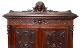 Antique Hall Bench, Italian Renaissance Revival, Carved Wood, Lion Masks, 1800s! - Old Europe Antique Home Furnishings