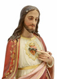 Antique Jesus Statue, French Delin Freres Plaster Christ Sacre Couer, Parcel Gil - Old Europe Antique Home Furnishings