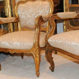 Antique Parlor Set, Sofa, Side Chairs, Table, 8 pieces, Ornate Gilded, 1800s!! - Old Europe Antique Home Furnishings