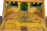 Antique Secretary /Bookcase Italian Yellow Foliate, Polychrome, Painted, Figural!! - Old Europe Antique Home Furnishings
