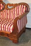 Antique Sofa, Empire Period, Medallion Back, New Upholstery, Red/Beige, 1800's! - Old Europe Antique Home Furnishings