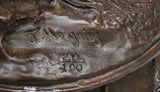 Antique Statue, Bronze Falcon, After Jules Moigniez (D.1894) , 25"H, 1800's! - Old Europe Antique Home Furnishings