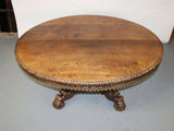 Antique Table, Dining, French, Pedestal, Walnut, Oval, Carved w/ Grapes 1800s! - Old Europe Antique Home Furnishings