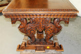 Antique Table, French Baroque, Carved, Griffin Base, Columnar Supports, 1800s!! - Old Europe Antique Home Furnishings