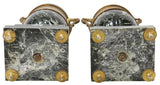 Antique Urn Garnitures, French Bronze-Mounted Marble, Scrolled Handles, 1800's!! - Old Europe Antique Home Furnishings