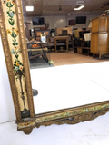 Antique Wall Mirror, Italian Style Gold and Hand Painted Floral Design, Finial!! - Old Europe Antique Home Furnishings