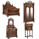 Antique Bedroom Set, Four-Piece Set, French Henri II Style, 1800s, Gorgeous! - Old Europe Antique Home Furnishings