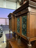 Antique Cabinets, Stained Glass Wedding, Dutch, Pair, (2) 19th C., 1800s! - Old Europe Antique Home Furnishings