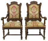 Antique Chairs, Dining, Set of Six, French Louis XIV Style Carved Walnut, 1800s!! - Old Europe Antique Home Furnishings