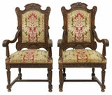 Antique Chairs, Dining, Set of Six, French Louis XIV Style Carved Walnut, 1800s!! - Old Europe Antique Home Furnishings