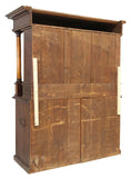 Antique Cupboard, Renaissance Revival, Inlaid Carved Oak, Shelves, Drawers, 1800 - Old Europe Antique Home Furnishings