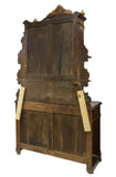 Antique Deux Corps French Renaissance Revival Walnut with Shelves, 1800's, 19th - Old Europe Antique Home Furnishings