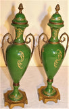 Antique Garnitures, Porcelain and Bronze, Pair, Artist signed, "Licar", 14 Ins! - Old Europe Antique Home Furnishings