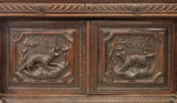 Antique Sideboard, Bookcase, French, Carved Oak, Hunt, Glass, Birds, 1800s!! - Old Europe Antique Home Furnishings